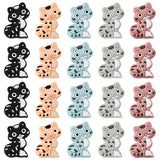 20Pcs 5 Colors Cat Silicone Beads, DIY Nursing Necklaces and Bracelets Making, Chewing Pendants For Teethers, Mixed Color, 29x21x9.5mm, Hole: 2mm, 4pcs/color