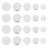 304 Stainless Steel Charms, Stamping Blank Tag, Laser Cut, Flat Round, Stainless Steel Color, 6~15x0.7~1mm, Hole: 1.6mm, 100pcs/box