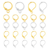 200Pcs 4 Style Iron Leverback Earring Findings, with Horizontal Loops, Golden & Stainless Steel Color, 13x13x2mm, Hole: 1.2mm, Pin: 0.8mm, 15x11.5x1.5mm, Hole: 2mm, 50Pcs/style