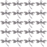 100Pcs Tibetan Style Alloy Pendants, Dragonfly, Antique Silver, 15.5x18.5x2mm, Hole: 1.2mm