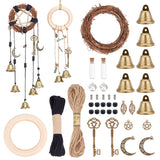 DIY Bell Jewelry Kits, including Glass Bottle Bead Containers, Rattan Art Craft, Alloy Pendants, Iron Bell Pendants, Antique Bronze, 103.5x12.5mm