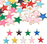 Brass Charms, Enamelled Sequins, Raw(Unplated), Star, Mixed Color, 10.5x10x1.5mm, Hole: 1mm, 45pcs/box