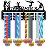 Sports Theme Iron Medal Hanger Holder Display Wall Rack, 3-Line, with Screws, Dance, Gymnastics, 130x290mm, Hole: 5mm
