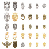 2 bags 2 colors Zinc Alloy Pendants, Mixed Owl, Mixed Color, 16.5~23.5x7.5~30x2.5~5mm, Hole: 1.6~3mm, 10pcs/bag, 1 bag/color