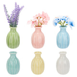 6Pcs 6 Colors Mini Ceramic Floral Vases for Home Decor, Small Flower Bud Vases for Centerpiece, Vase with Wavy Texture, Mixed Color, 45x77mm, Hole: 25mm, 1pc/color