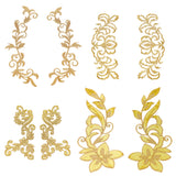 4 Style Polyester Computerized Embroidery Sew on Cloth Patches, Appliques, Badges, for Clothes, Dress, Flower, Gold, 125~288x55~130x1~1.2mm