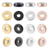 40Pcs 4 Colors Ion Plating(IP) 304 Stainless Steel Spacer Beads, Donut, Mixed Color, 6x1~2mm, Hole: 2mm, 10ocs/color