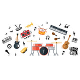 PVC Wall Stickers, Wall Decoration, Musical Instruments Pattern, 390x800mm