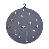 Double-sided Soft Felt Wall-Mounted Jewelry Hanging Rolls, for Earrings, Necklaces Organizer Holder, Round with Plastic Hooks, Black, 45.3x40x0.4cm