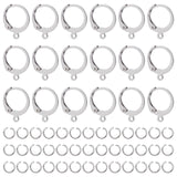 100Pcs 304 Stainless Steel Leverback Earring Findings, with Loop, with 100Pcs 304 Stainless Steel Jump Rings, Stainless Steel Color, 14.5x12.5x2mm, Hole: 1.2mm