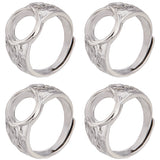 8Pcs Brass Adjustable Ring Findings, Pad Ring Settings, Flat Round, Platinum, Inner Diameter: 18mm, Tray: 10mm