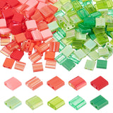 200Pcs 10 Color Two Tone 2-Hole Striped Seed Beads, Rectangle, Mixed Color, 5x4.5~5.5x2~2.5mm, Hole: 0.5mm, 20Pcs/color