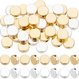 50Pcs 2 Colors Rack Plating Brass Beads, Flat Round, Long-Lasting Plated, Mixed Color, 6x3mm, Hole: 1.2mm, 25pcs/color