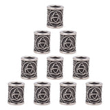 10Pcs Stainless Steel European Beads, Large Hole Beads, Column with Trinity Knot, Antique Silver, 13x10.5mm, Hole: 6.5mm