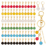 6 Sets 6 Colors Alloy Enamel Pendants Decoration, Lobster Claw Clasps Charms, Clip-on Charms, for Keychain, Purse, Backpack Ornament, Flat Round with Twelve Constellation Pattern, Mixed Color, 28mm, 1 set/color