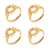 Adjustable Brass Finger Rings Components, Crystal Rhinestone Pad Ring Base Settings, Golden, Tray: 7.3mm, US Size 7 1/4(17.5mm), 4pcs/box