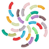 40Pcs 10 Colors Acrylic Beads, Imitation Gemstone, Curved Tube, Mixed Color, 34.5x13x11mm, Hole: 3.5mm