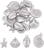 16Pcs 4 Style 304 Stainless Steel Pendants, Mixed Shapes, Stainless Steel Color, 4pcs/style