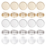 DIY Blank Dome Brooch Making Kit, Including Flat Round 304 Stainless Steel Brooch Settings, Glass Cabochons, Golden & Stainless Steel Color, 40Pcs/box