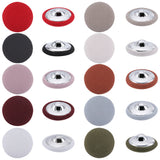 60Pcs 10 Styles 1-Hole Cloth Buttons, with Aluminium Findings, Flat Round Button, Mixed Color, 19x8~9mm, Hole: 2~3x2.5~3mm, 6pcs/style