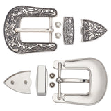Belt Alloy Buckle Sets, include Roller Buckle, Rectangle Silder Charm, Triangle Zipper Stopper, Antique Silver & Platinum, Buckle: 58x52.5x7.5mm
