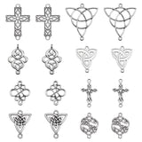 48Pcs 8 Styles Tibetan Style Alloy Connector Charms, Trinity Knot Links, Mixed Shapes, Antique Silver, 12~43.5x13~39x1.5~2.5mm, Hole: 1~6mm, 6pcs/style