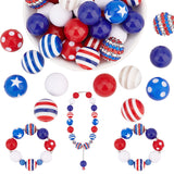 1 Set Mixed Style Acrylic Round Beads Sets, Blue, 19~20mm, Hole: 2mm, about 50pcs/bag