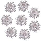 8Pcs 1-Hole Brass Shank Buttons, with Cubic Zirconia, Snowflake, Platinum, Clear, 15.5x16x7mm, Hole: 1.4mm