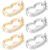 6Pcs 2 Colors Brass Twister Clasps, Peanut Enhancer Clasp, with Crystal Rhinestone, for Purse Making, Platinum & Golden, 19x10x3.5mm, Inner Diameter: 12.5x6.5mm, about 3pcs/color