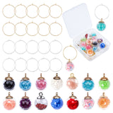 DIY Wine Glass Label Makings, with Brass Wine Glass Charm Rings/Hoop Earrings and Glass Bottle Pendants, Mixed Color, 7.4x7.3x2.5cm