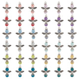 Baking Painted Pearlized Glass Pearl Pendants, with Tibetan Style Alloy Beads and Rhinestone Spacer Beads, Angel, Mixed Color, 28.5x21.5x8mm, Hole: 2.5mm, 12pcs/set, 3 set/box