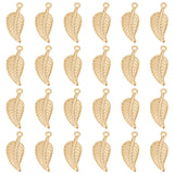304 Stainless Steel Charms, Leaf, Golden, 14.5x6x1mm, Hole: 1.2mm, 60pcs/box