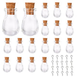 40Pcs 2 Style Oval Glass Bottle for Bead Containers, with Cork Stopper, Wishing Bottle, Iron Screw Eye Pin Peg Bails, Clear, 25x15mm, Hole: 6mm, Bottleneck: 9mm in diameter, Capacity: 1.2ml(0.04 fl. oz), 20pcs/style