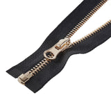 Nylon Garment Accessories, Zip-fastener Component Sets, Nylon and Brass Zipper & Alloy Zipper Puller, Black, Light Gold, 710~735x38x3mm