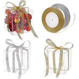Transparent Plastic PVC Box Gift Packaging, Waterproof Folding Cartons, with Glitter Metallic Ribbon, Cube, Clear, 9x9x9cm