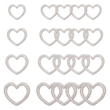 304 Stainless Steel Linking Rings, Heart, Stainless Steel Color, 28.5x32x2.5mm, Inner Diameter: 17x24mm, 16pcs/box