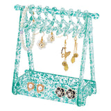 Transparent Acrylic Earring Display Stand, with Sequins, Coat Hanger Shape, Medium Sea Green, Finish Product: 15.2x8.2x15.5cm, Hole: 2mm, about 13pcs/set, 1 set/box