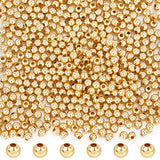 500Pcs 304 Stainless Steel Beads, Round, Real 24K Gold Plated, 4x3.5~4mm, Hole: 1.5mm