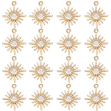 Brass Cubic Zirconia Charms, Flower Charm, Real 18K Gold Plated, 14.5x12.5x3mm, Hole: 1mm, 16pcs/box