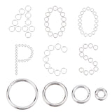 400Pcs 4 Style 304 Stainless Steel Open Jump Rings, Stainless Steel Color, 8x1mm, Inner Diameter: 6mm