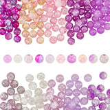 300Pcs 10 Color Baking Painted Crackle Glass Bead Strands, Two Tone, Round, Purple, 8mm, Hole: 1.3~1.6mm, 30Pcs/color