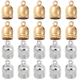 50Pcs 2 Colors Brass Cord Ends, End Caps, Cone, Mixed Color, 12x8mm, Hole: 1.6mm, Inner Diameter: 7mm, 25Pcs/color