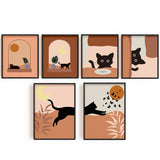 Chemical Fiber Oil Canvas Hanging Painting, Home Wall Decoration, Rectangle, Cat Pattern, 250~400x200~300mm, 6pcs/set