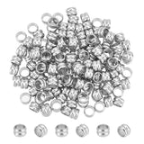 150Pcs 201 Stainless Steel European Beads, Large Hole Beads, Grooved Beads, Column, Stainless Steel Color, 6x3.8mm, Hole: 4.5mm