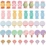 80Pcs 20 Style Opaque Resin Cabochons, Imitation Food, Ice Cream & Lollipop & Candy, Mixed Color, 12~30x14.5~27.5x6~10mm, 4Pcs/style