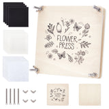 Square Flower Press Kits, including Wood Sheet, Paper, Sponge, Screw, for Dried Flower Making, Mixed Color, 26~180x11~180x0.1~74mm