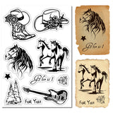 Custom PVC Plastic Clear Stamps, for DIY Scrapbooking, Photo Album Decorative, Cards Making, Stamp Sheets, Film Frame, Horse, 160x110x3mm