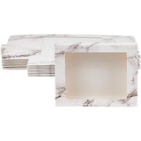 Marble Texture Pattern Paper Gift Boxes, with Clear Window, Packaging Boxes, White, Box: 17.5x13.5x3.5cm, Unfold: 29x17x0.1cm