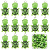 30Pcs Opaque Resin Pendants, with Platinum Tone Iron Loop, Tortoise, Lime, 25.5~26.5x14~15x10mm, Hole: 2mm