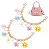 2Pcs Iron Chain Purse Strap Extenders, Resin Flower & ABS Plastic Imitation Pearl Pendant Bag Strap, Colorful, 25cm